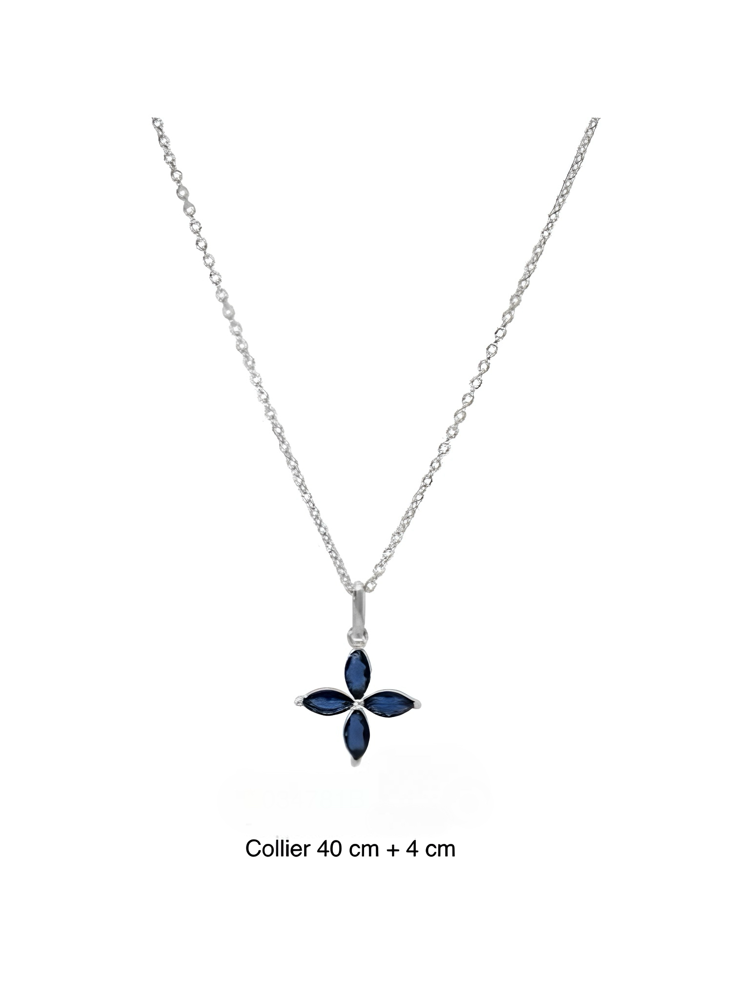 Collier fleur argent et oxydes de zirconium de couleur