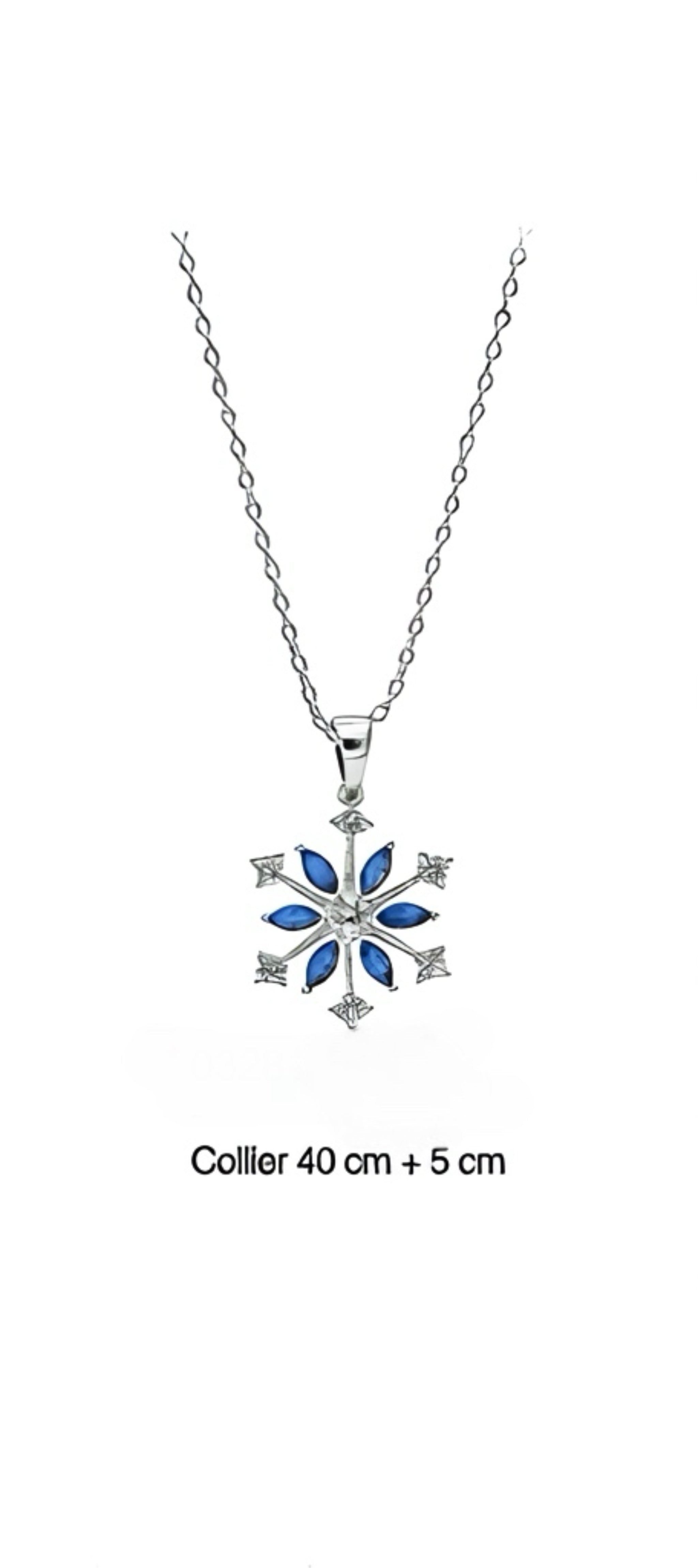 Collier flocons argent et oxydes de zirconium de couleur