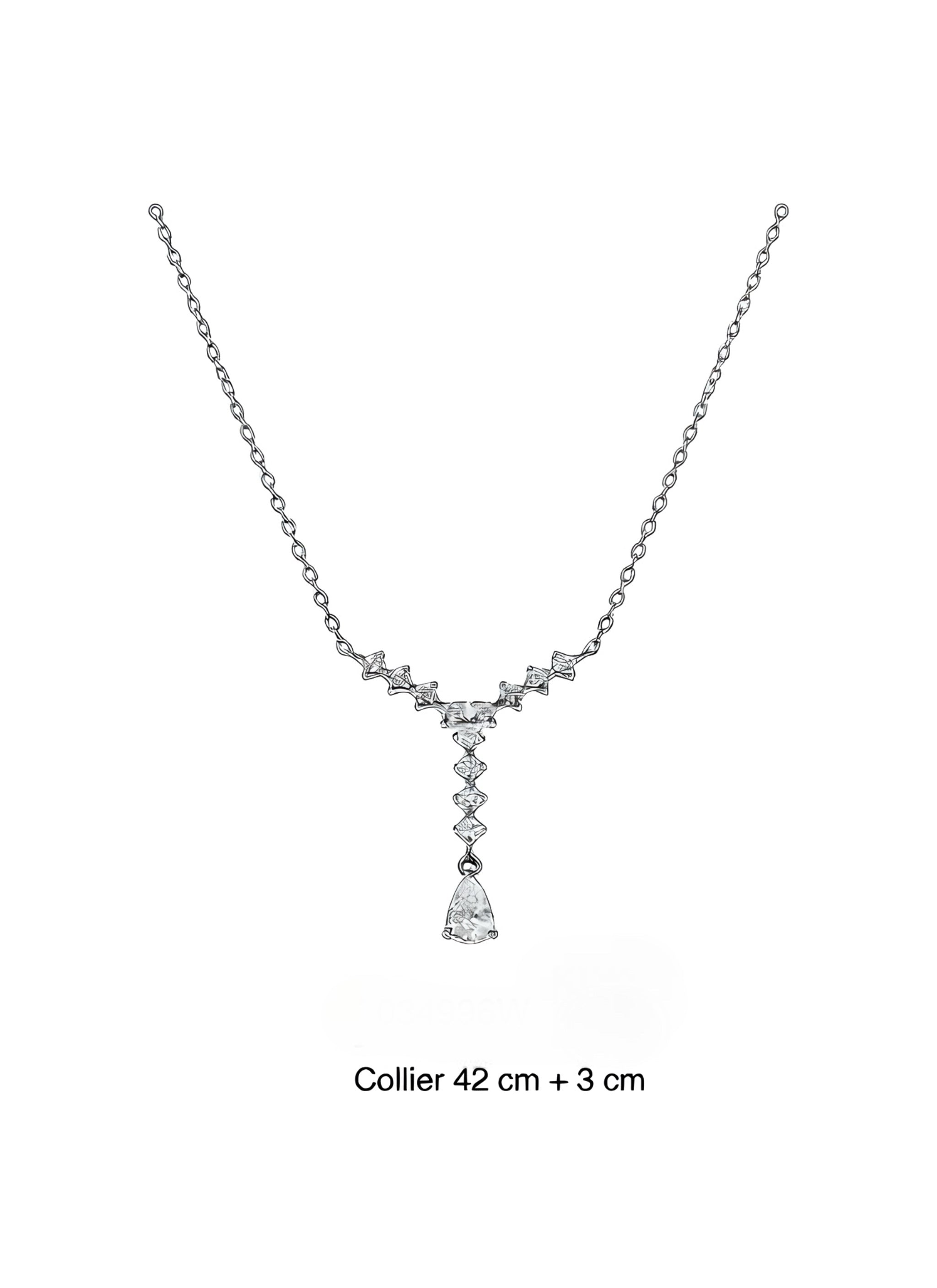 Collier argent et oxydes de zirconium blanc