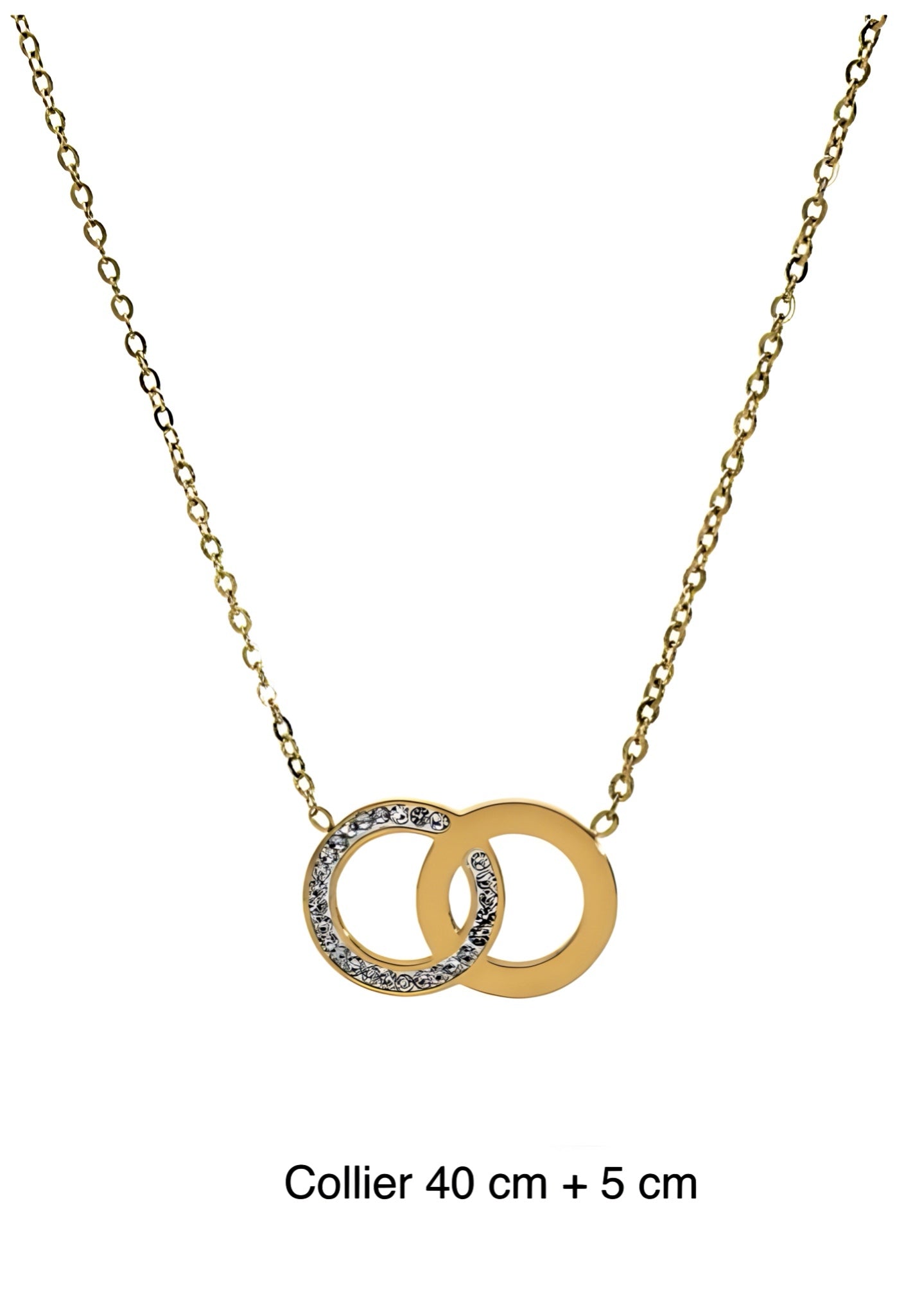 Collier acier imitation or avec oxyde de zirconium